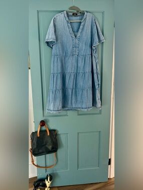 Velvet Heart Light Blue Denim Tiered Tunic Dress